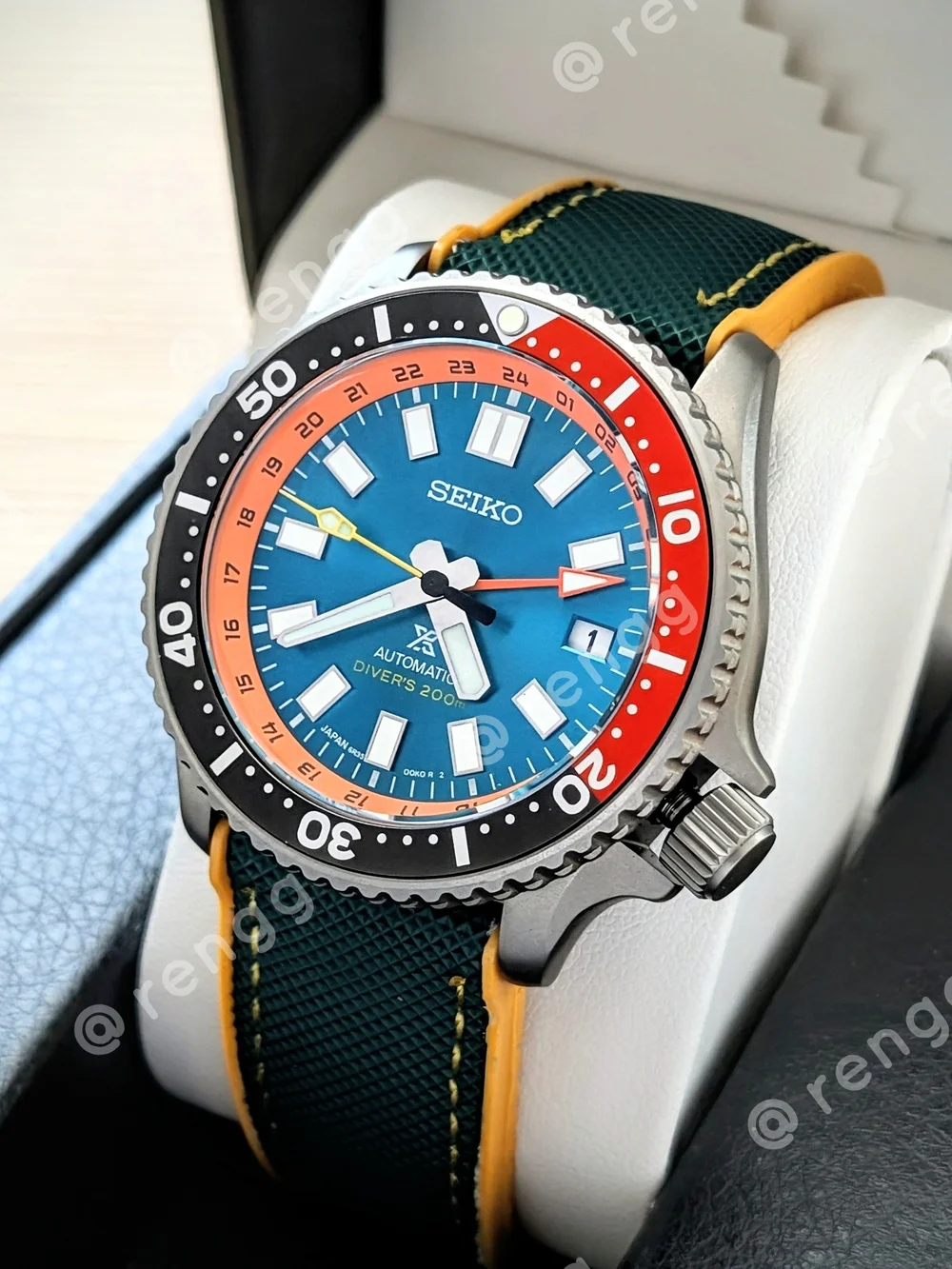 42mm Titanium GMT Seiko Men’s Green Automatic Diver Mod Watch BRAVE CRAZY COLOR